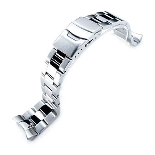 22mm Super-O Boyer 316L SS Watch Band for SEIKO SKX007 Brushed with Polished