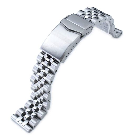 20mm Angus-J Louis 316L SS Watch Bracelet 20mm Straight End, Brushed/Polished, V-Clasp