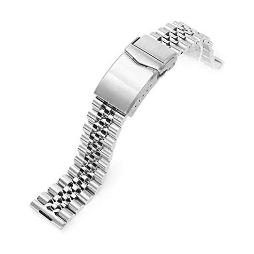 20mm Super-J Louis 316L Stainless Steel Watch Bracelet Straight End, V-Clasp Brushed