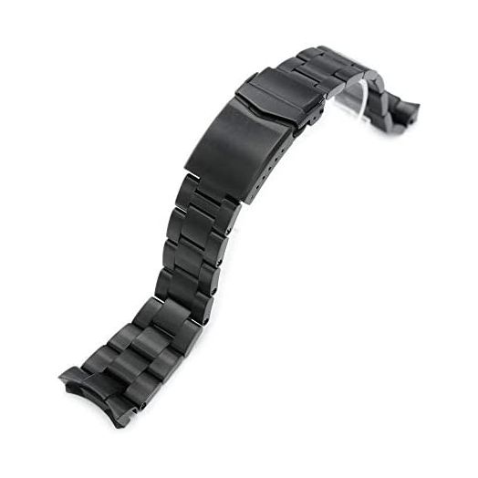 22mm DLC Black Watch Band Compatible with Seiko SKX007 SKX009, Super-O Boyer 316L SS