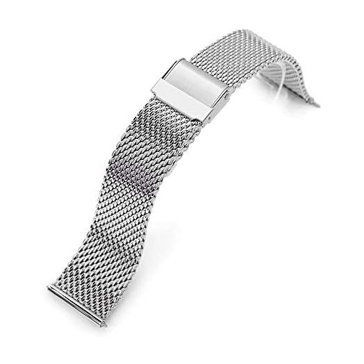 20mm Quick Release Milanese Mesh Watch Band Tapered Style Polished