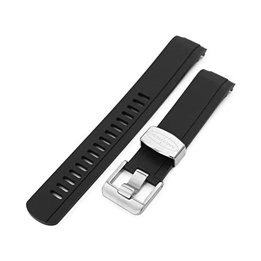 20mm Crafter Blue Black Rubber Watch Strap for Seiko Baby MM200, Mini Turtles SRPC35