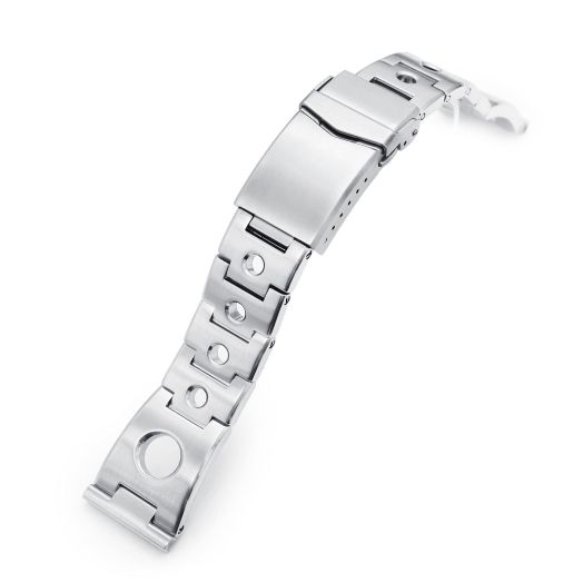 MiLTAT 22mm Rollball Watch Band Universal Straight End, 316L Stainless Steel Brushed V-Clasp