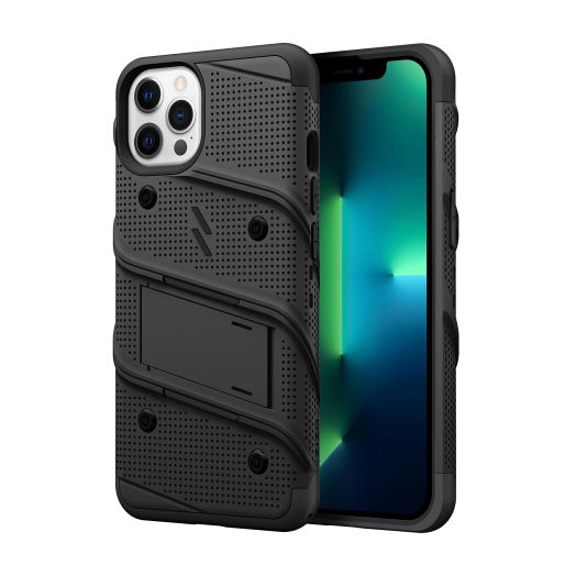 Zizo Bolt Case for iPhone 13 Pro Max with Kickstand and Lanyard - Black