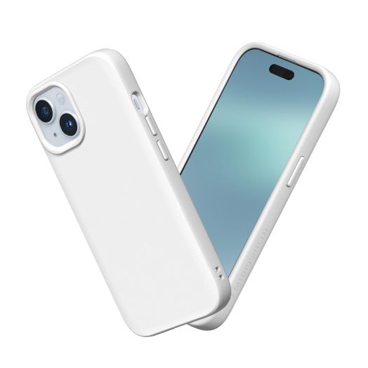RhinoShield Case Compatible with [iPhone 15] | SolidSuit - Shock Absorbent Slim Design Protective Cover with Premium Matte Finish 3.5M / 11ft Drop Protection - Classic White