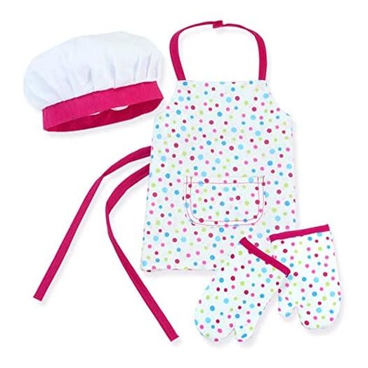 Sophia's Doll Baking Apron Set for 18 inch Dolls. 3 Pc Acessory Set American Girl Polka-Dot Apron with Mitts & Chef Hat| Doll Not Included
