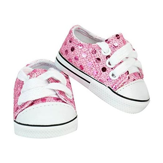 18 Inch Doll Sneakers Light Pink Glitter Doll Sneakers Shoes Fit 18 Inch American Girl Dolls & More! Pink Glitter Sneakers