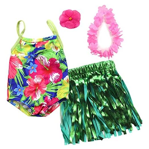Sophia's by Teamson Kids 4 Piece Hawaiian Floral Bathing Suit Set for 18'' Dolls