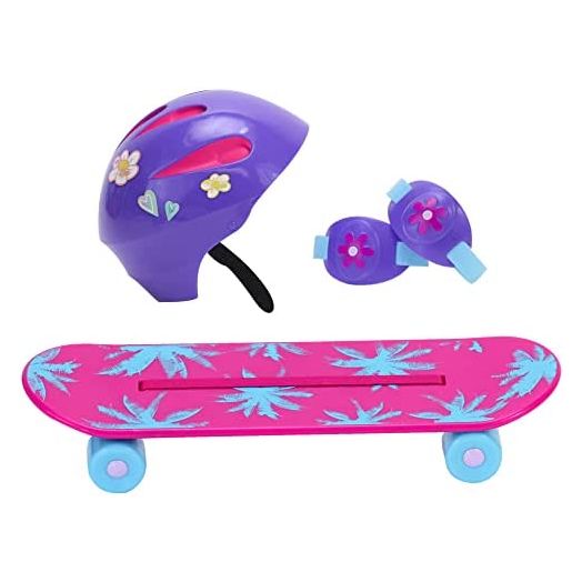 Sophia's by Teamson Kids Skateboard, Helmet and Knee Pads Set for 18" Dolls, Multicolor