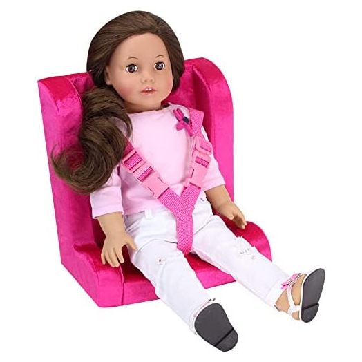 Sophia's by Teamson Kids Plush Car Seat for 15'' to 18'' Dolls, Hot Pink