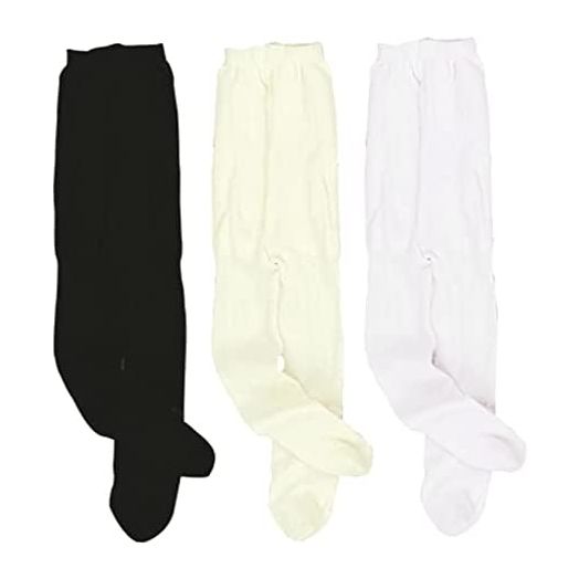 Fits American Girl Doll Tights Set of 3 Pair - by Sophia's, 18 Inch Doll Stockings Set of Black, Ivory and White Doll Tights