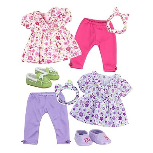 Sophia's ® Baby 15" Doll Twin Set with Two Complete Outfits of Floral Print Blouse, Leggings, Headband and Shoes for Two | Dolls Not Included