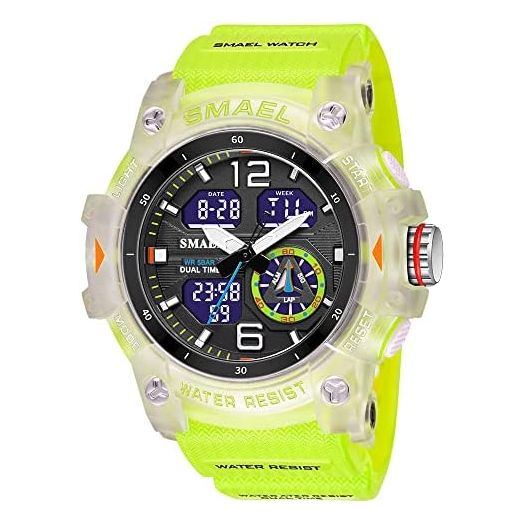 KXAITO Men's Analog Sports Watch Military Watch Outdoor LED Stopwatch Digital Electronic Large Dual Display Waterproof Tactical Army Wrist Watches for Men