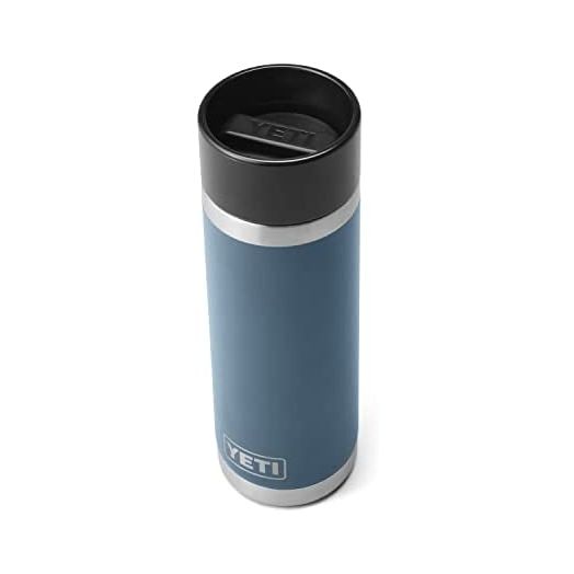 YETI Rambler 18 oz Bottle, Stainless Steel, Vacuum Insulated, with Hot Shot Cap, Nordic Blue