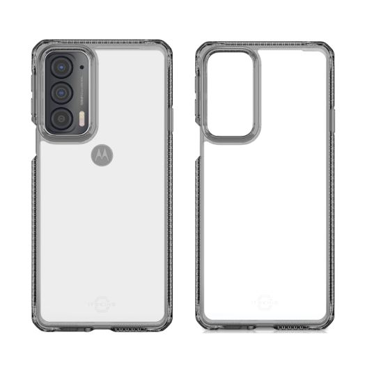 Itskins Hybrid // Clear Compatible with Moto Edge 2021, Protective Phone Case, Slim Hybrid Case, Anti-Yellowing, and Heavy Duty Shockproof Cover, Military Phone Case - Black and Transparent