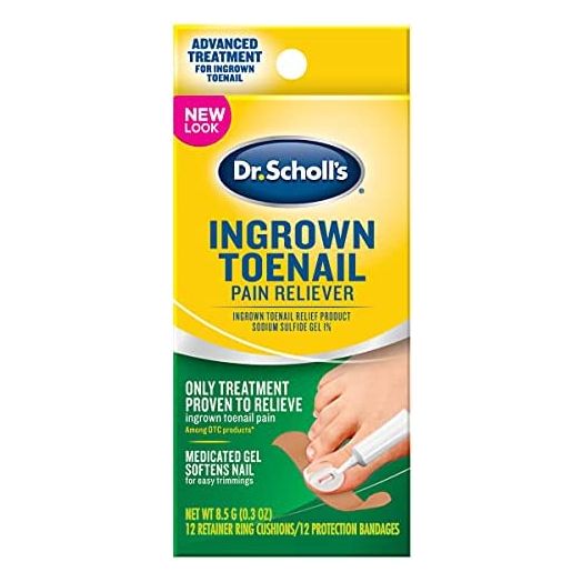 Dr. Scholl's Ingrown Toenail Pain Reliever, 0.3oz / Medicated Gel Softens Nails for Easy Trimming and Foam Ring and Bandage Protect the Affected Area