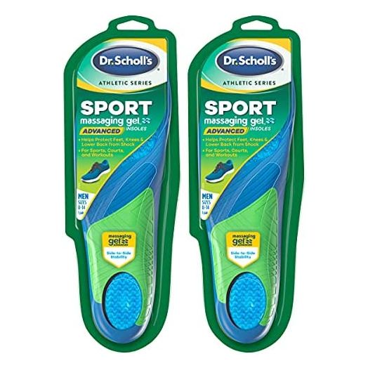 Dr. Scholl’s Sport Insoles // Superior Shock Absorption and Arch Support to Reduce Muscle Fatigue and Stress on Lower Body Joints, 2 Pair (Men's 8-14), Pack of 2 pair