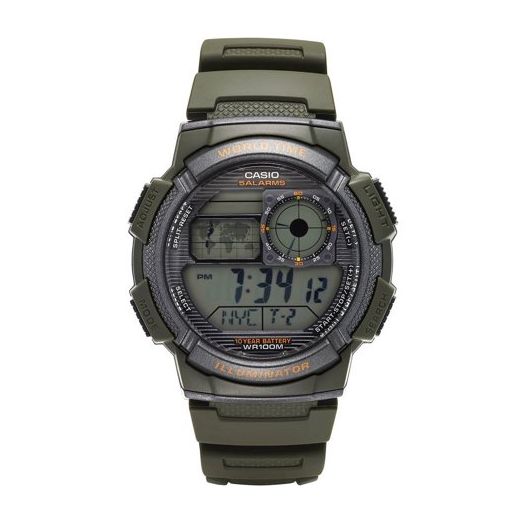 Casio Men's World Time Watch, Green, AE1000W-3AVCF