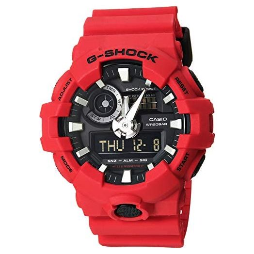 Casio Men's 'G SHOCK' Quartz Resin Casual Watch, Color:Red (Model: GA-700-4ACR)