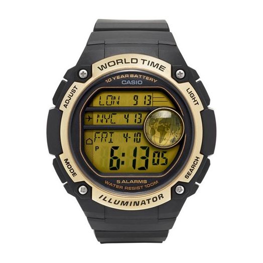 Casio Men's World Time Watch, Black/Gold