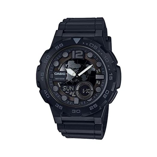 Casio Men's 'CLASSIC' Quartz Stainless Steel and Resin Casual Watch, Color:Black (Model: AEQ-100W-1BVCF)