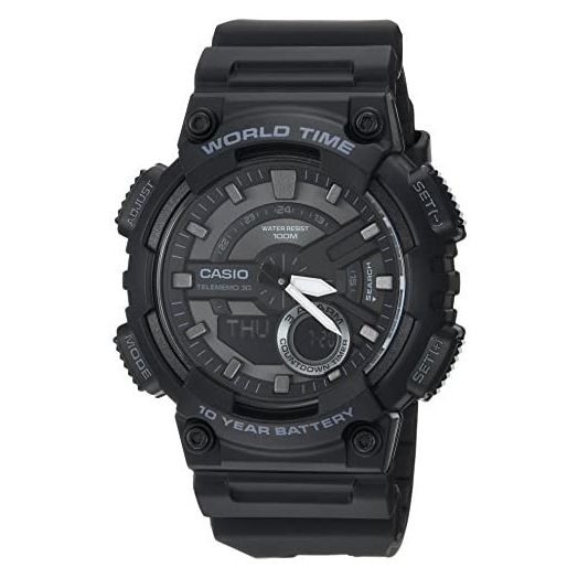Casio Men's AEQ-110W-1BVCF CLASSIC Analog-Digital Display Quartz Black Watch