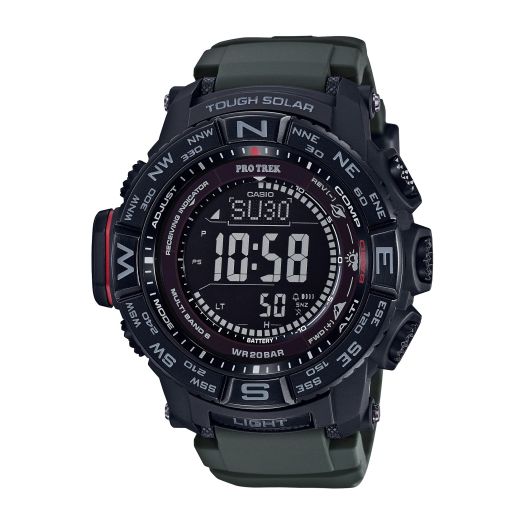 Casio PRW-3510Y-8CR Men's 'PRO TREK' Tough Solar Powered and Stainless Steel Watch, Green
