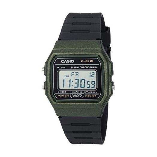 Casio Men's Digital Casual Watch, Green/Black - F91WM-3A
