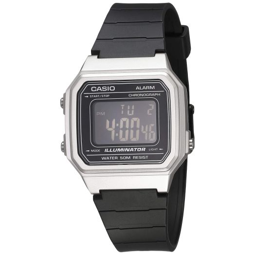 Casio Men's Quartz Resin Strap, Black, 23.6 Casual Watch (Model: W-217HM-7BVCF), Silver/Black