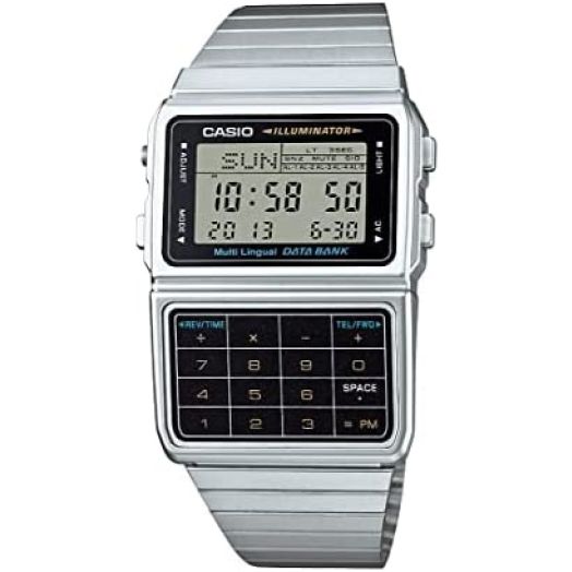 Casio Men's Silver Tone 25 Memory Calculator Databank Watch