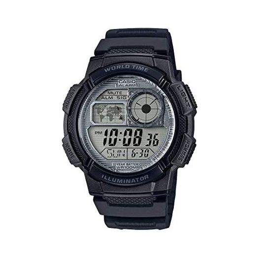 Casio Men's Quartz Watch with Resin Strap, Black, 19.4 (Model: AE-1000W-7AVCF)