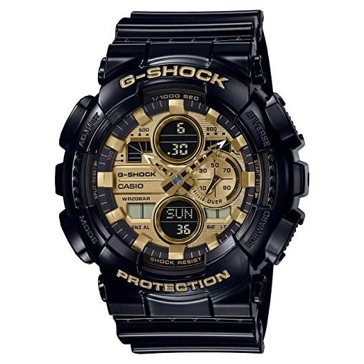 Men's Casio G-shock Analog-Digital Gold Dial Black Resin Strap Watch GA140GB-1A1