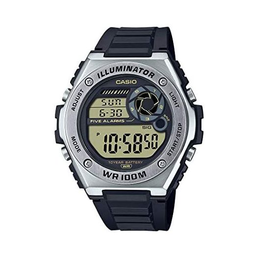 Casio Men's Heavy Duty Digital 10 Year Battery Quartz Resin Strap, Black, 25.7 Casual Watch (Model: MWD-100H-9AVCF)