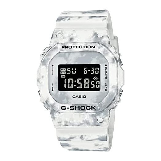 G-Shock DW5600GC-7 Grunge Snow Camouflage Watch, Black/White