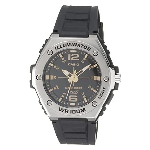 Casio Illuminator Men's Quartz Sport Watch with Black Resin Strap Heavy Duty Metal Bezel (Casio Model: MWA100H-1A2V) Silver-Tone