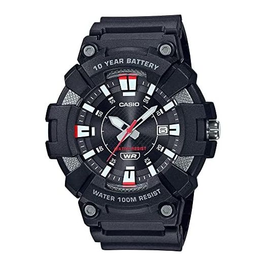 Casio Men's Heavy Duty 10-Year Battery Date Indicator Watch (Model: MW610H-1AV) (Black)