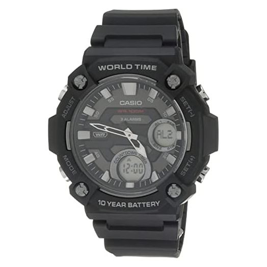 Casio 10 Year Battery World Time Countdown Timer Analog-Digital Watch (Model: AEQ-120W-1AV)