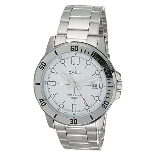 Casio Classic Silver-Tone Stainless Steel Band Date Indicator Watch (Model: MTP-VD01D-7EV)