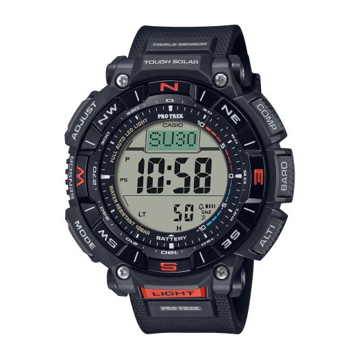 Casio Pro Trek Atomic Timekeeping, Tough Solar Triple Sensor w/Thermometer Altimeter Barometer Compass World Time Men's Watch
