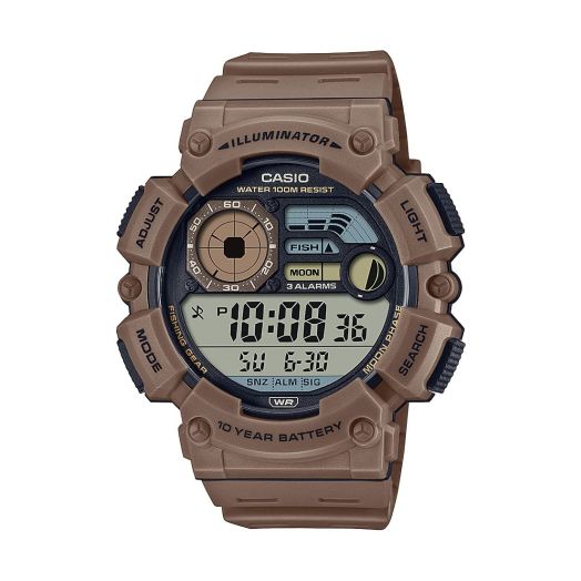 Casio Illuminator 10-Year Battery Men's Moon Phase Fishing Level Watch WS-1500H-5AV