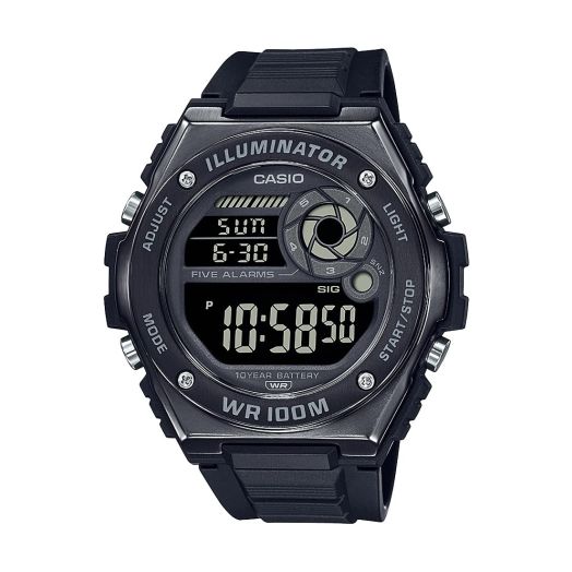 Casio LED Illuminator 10-Year Battery Five Alarm Men's Watch MWD-100HB-1BV