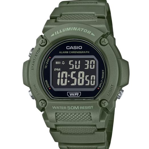 Casio Illuminator Alarm Chronograph Digital Day-Date Indicator Watch W219HC-3BV