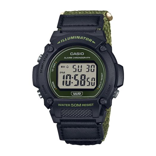 Casio Illuminator Alarm Chronograph Digital Watch W-219HB-3AVCF