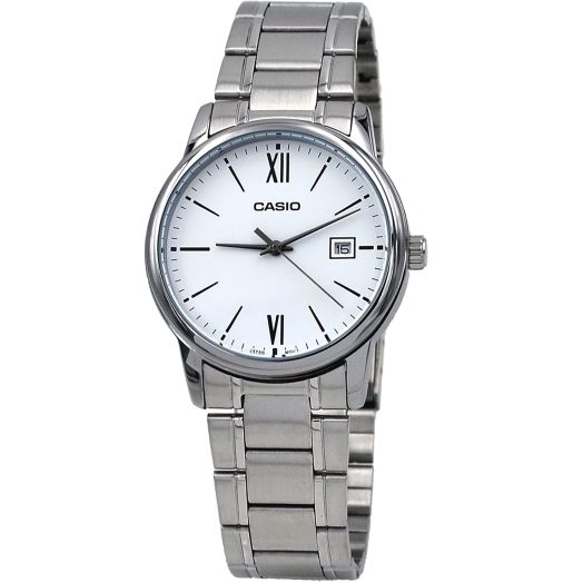 Casio MTP-V002D-7B3 Men's Standard Analog Stainless Steel Date Roman White Dial Watch