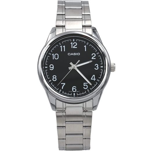 Casio MTP-V005D-1B4 Men's Standard Stainless Steel Numbers Black Dial Analog Watch