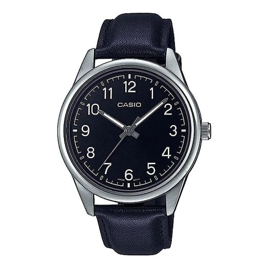 Casio MTP-V005L-1B4 Men's Standard Analog Black Leather Band Black Numbers Dial Watch