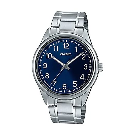 Casio MTP-V005D-2B4 Men's Standard Stainless Steel Blue Easy Reader Dial Analog Watch