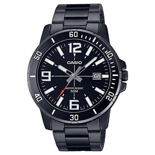 Casio MTP-VD01B-1BV Men's Enticer Black IP Stainless Steel Black Dial Casual Analog Sporty Watch