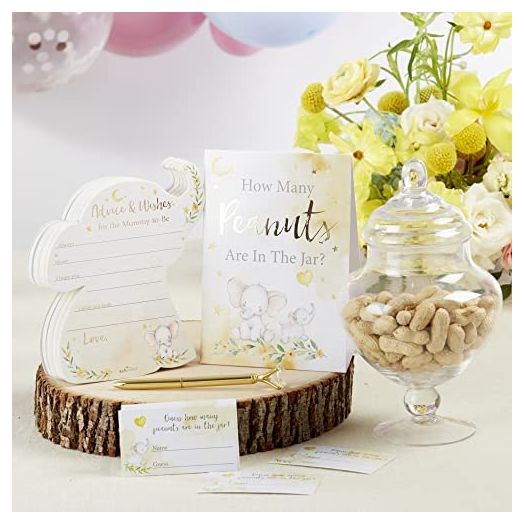 Kate Aspen Elephant Baby Card & Baby Game Little Peanut, One Size, Shower Advice Card & Game (Set of 50)