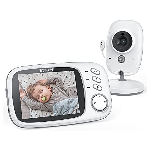 Baby Monitor, Wireless Video Baby Monitor with Camera, 3.2'' HD Screen, VOX Mode, Rechargeable Battery, Night Vision, Two-Way Talk, Feeding Reminder, Smart Temperature, 8 Lullabies, Baby/Elder/Pet